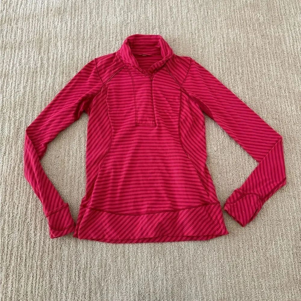 Lululemon Women's Red Striped Workout Top